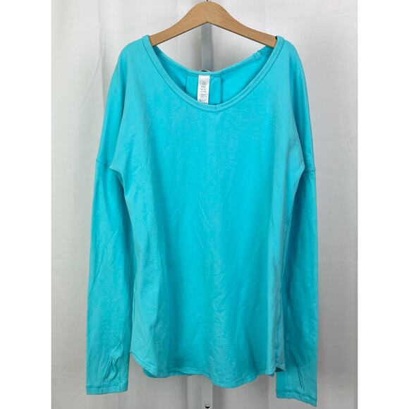 IVIVVA Girls 14 Lululemon Mindful Moment Long Sleeve Tee Top Back Pleat Blue - Picture 1 of 6